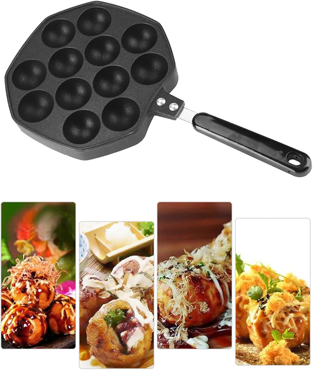 Omabeta 1PCS 12 Cavities Takoyaki Grill Pan, 4 &times; 4Cm per Hole, Non Stick Aluminum Japanese Takoyaki Pan,Cooking Plate Grill Plate for Takoyaki Octopus image number 1