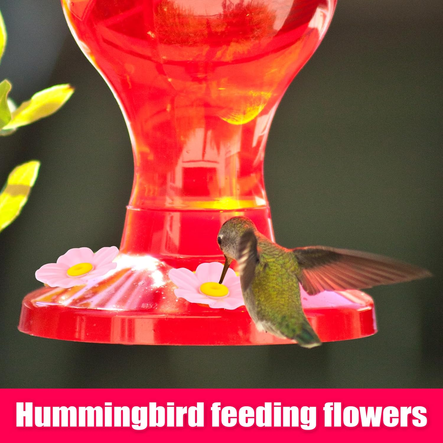 BOXOB 20Pcs Hummingbird Feeder Replacement Flowers, Pink Outdoors Hanging Hummingbird Feeder Parts with Brushes Bee Guards & Feeding Ports (Yellow Core) image number 2