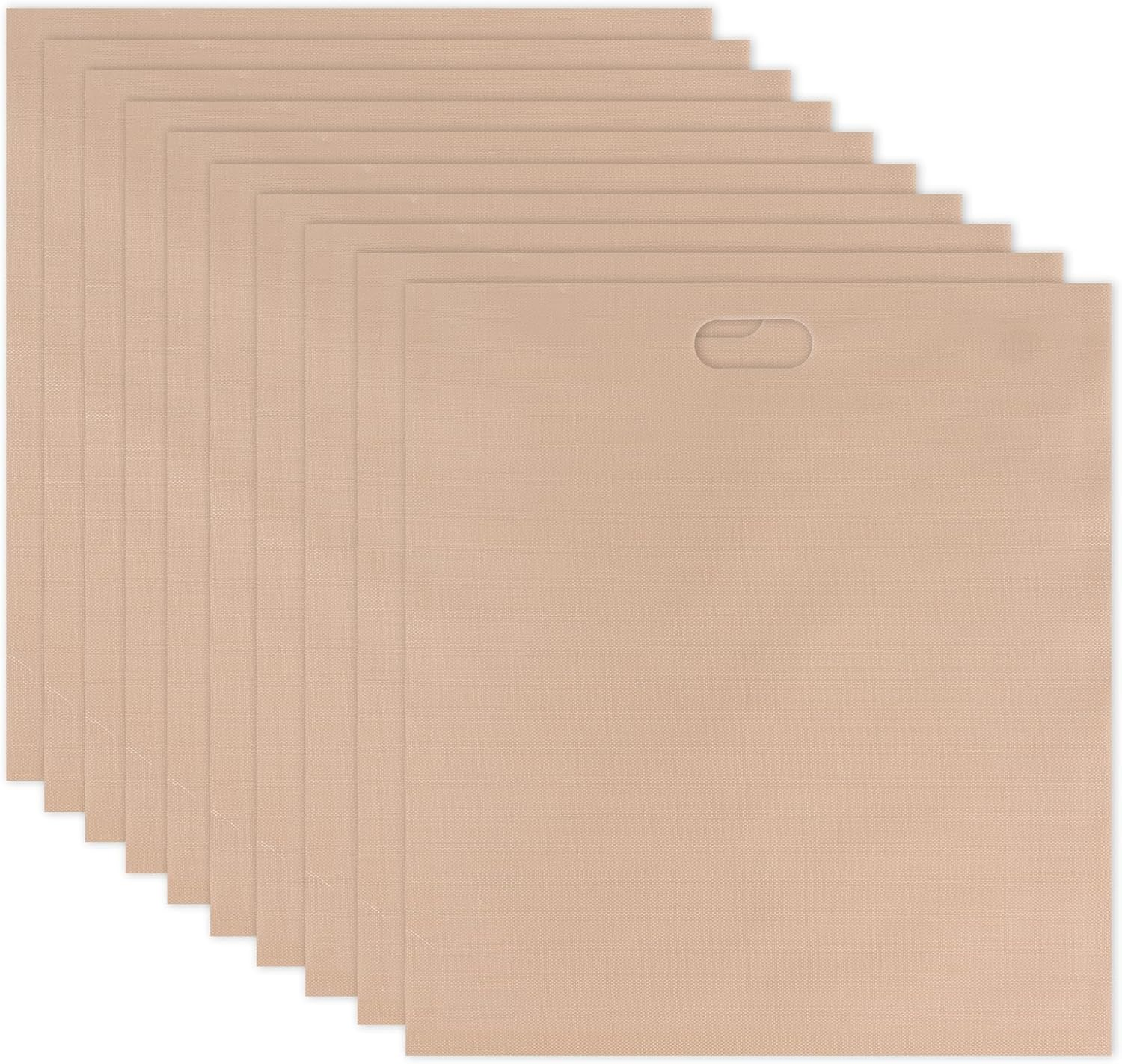 10 Pcs Toaster Bags Reusable, Non-Stick Toaster Bags, Heat Resistant Sandwich Bag, Easy Clean Teflon Toasting Beige 17X19Cm Suitable for Bread Sandwich Cheese Snacks Grilled Kitchen Use