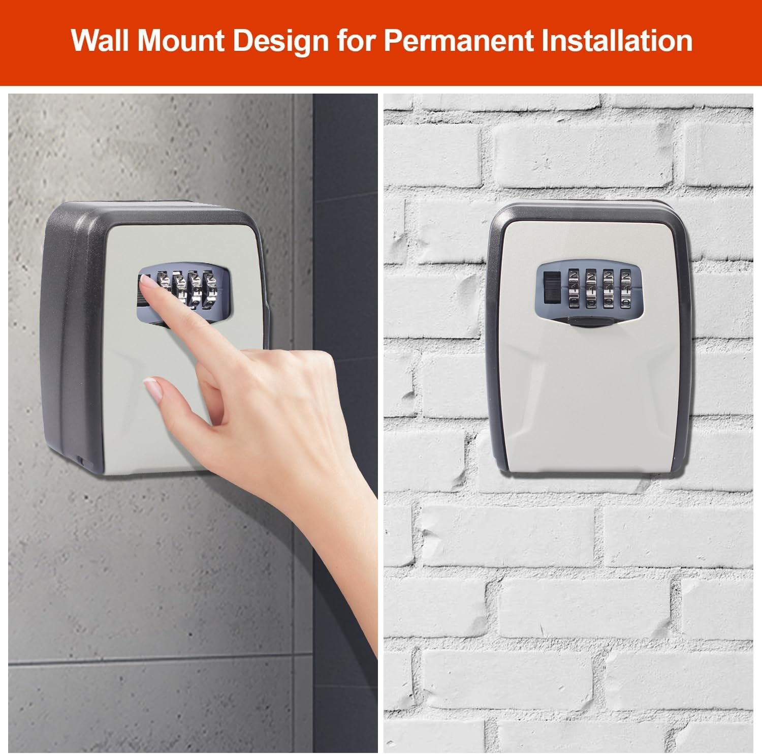 H HOME-MART Lock Box,Wall Mount Key Lock Box for outside House Keys,Portable Key Safe Combination Lockbox with Resettable Code for outside Outdoor Home Office image number 6