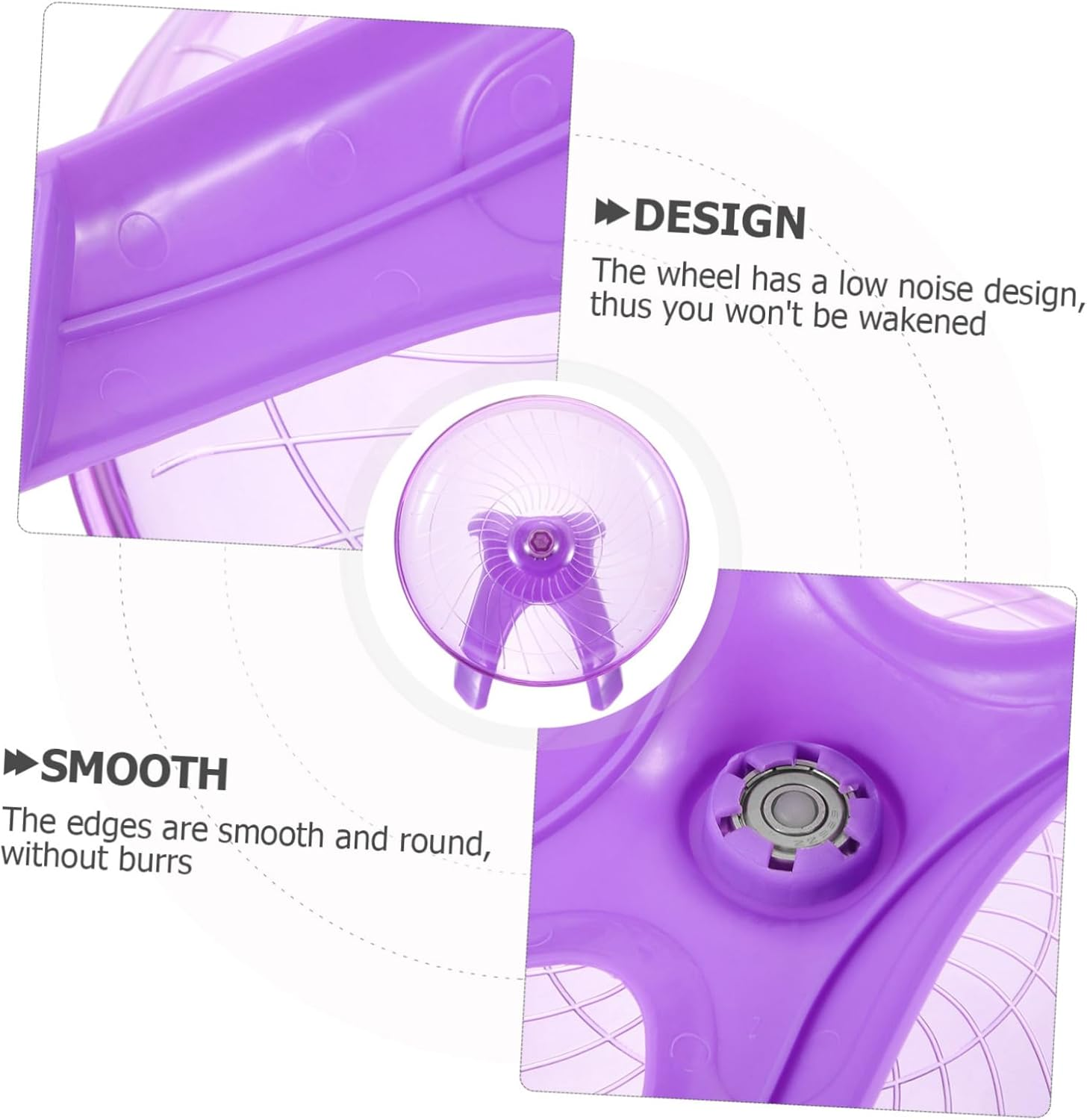 Silent Hamster Running Wheel Stand Violet Plastic Exercise Wheel for Hedgehogs Guinea Pigs Chinchillas Small Pets Cage Toy image number 1