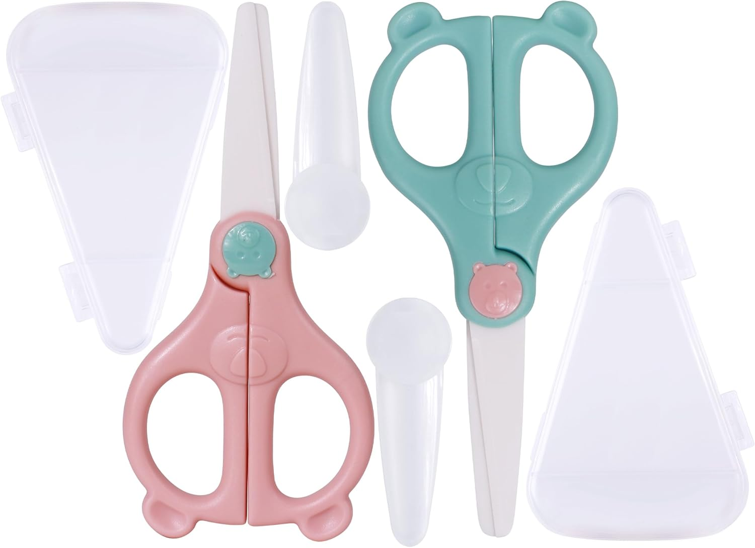 Baby Food Scissors Kicthen Shears,2Pack Portable Healthy Cute Kids Scissors Stainless Steel Scissors with Safety Lock and Storage Case - Ideal for Cutting Meat, Chicken, Vegetables, and Fruits