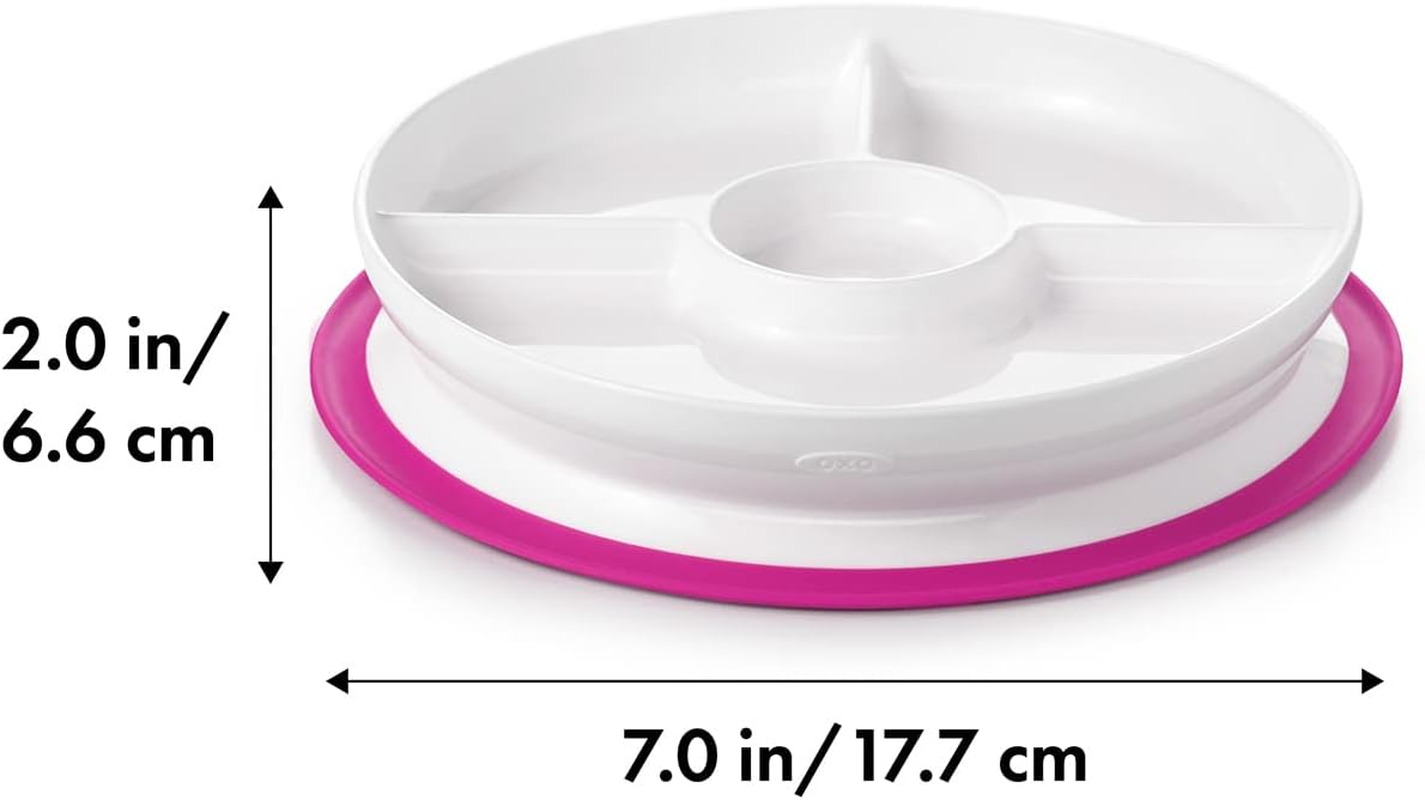 OXO TOT Stick and Stay Suction Divided Plate, Pink, image number 3