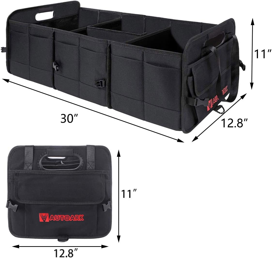 Autoark Multipurpose Car SUV Trunk Organizer,Durable Collapsible Adjustable Compartments Cargo Storage,Ak-072 - Black image number 4