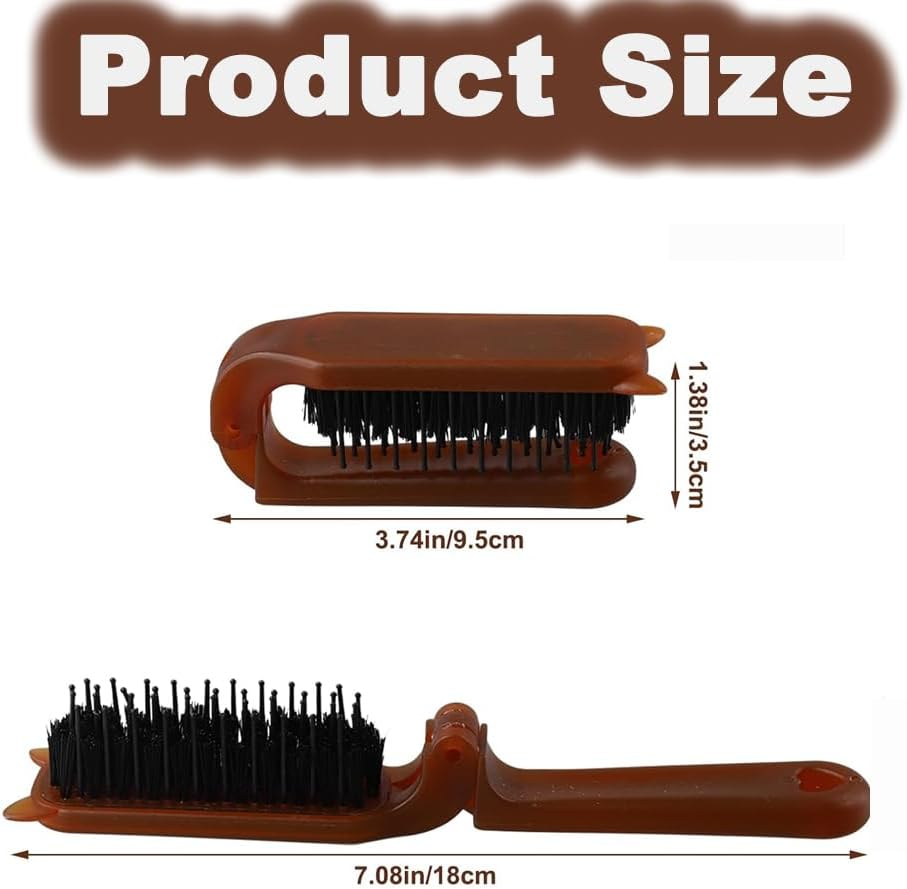 2 Pcs Folding Travel Hair Brush with Boar Bristles, Compact Pocket Size for All Genders and Ages, Suitable for Various Hair Types, Portable Amber Comb image number 1
