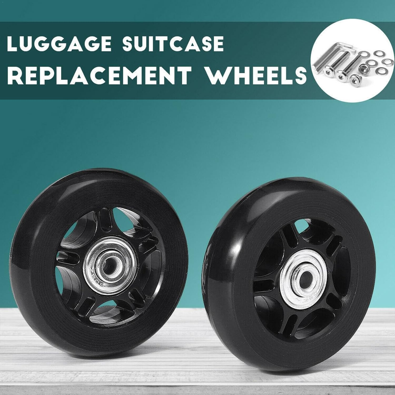 Luggage Suitcase Replacement Wheels Wheel, Suitcase Wheels Replacement Wheels - Mute Trolley Case Wheels, Luggage Replacement Wheels for Shopping Trolleys and Luggage, 2 Pieces 54 Mm X 18 Mm, Siehe image number 1