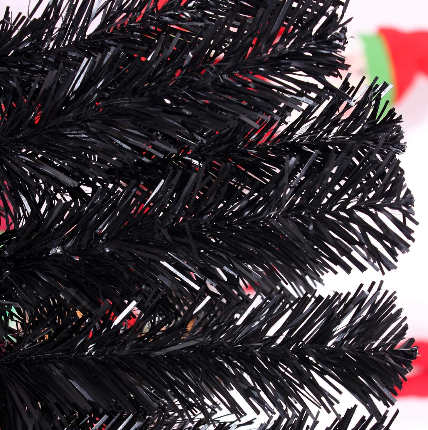 Black Xmas Christmas Tree 1.8M/6Ft 1200 PVC Tips Metal Construction Decoration Chistmas Gift image number 5