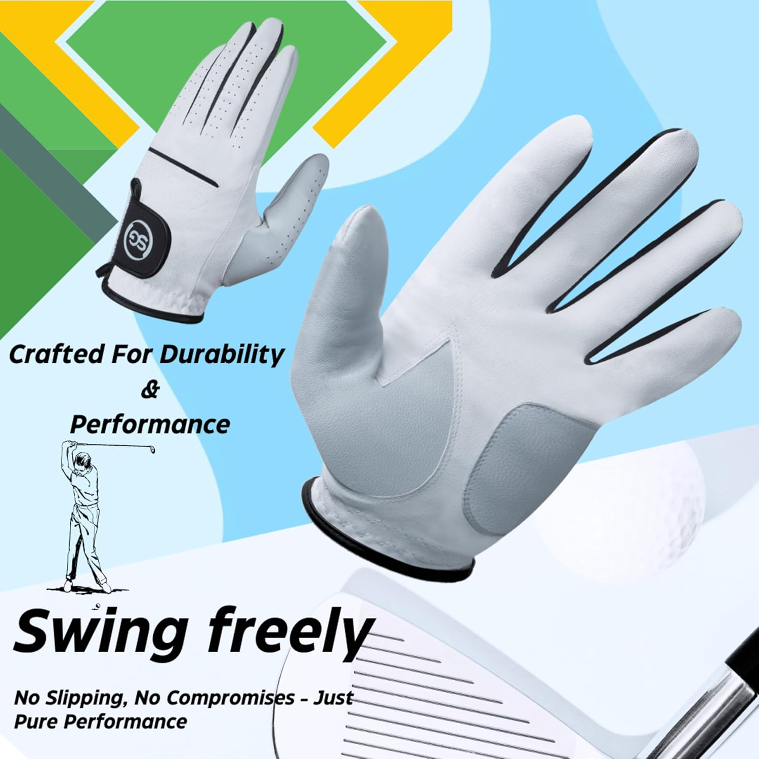 H-Cube All Weather & Genuine Leather Golf Gloves Men, Pack of 3, Wearable on Left Hand image number 2