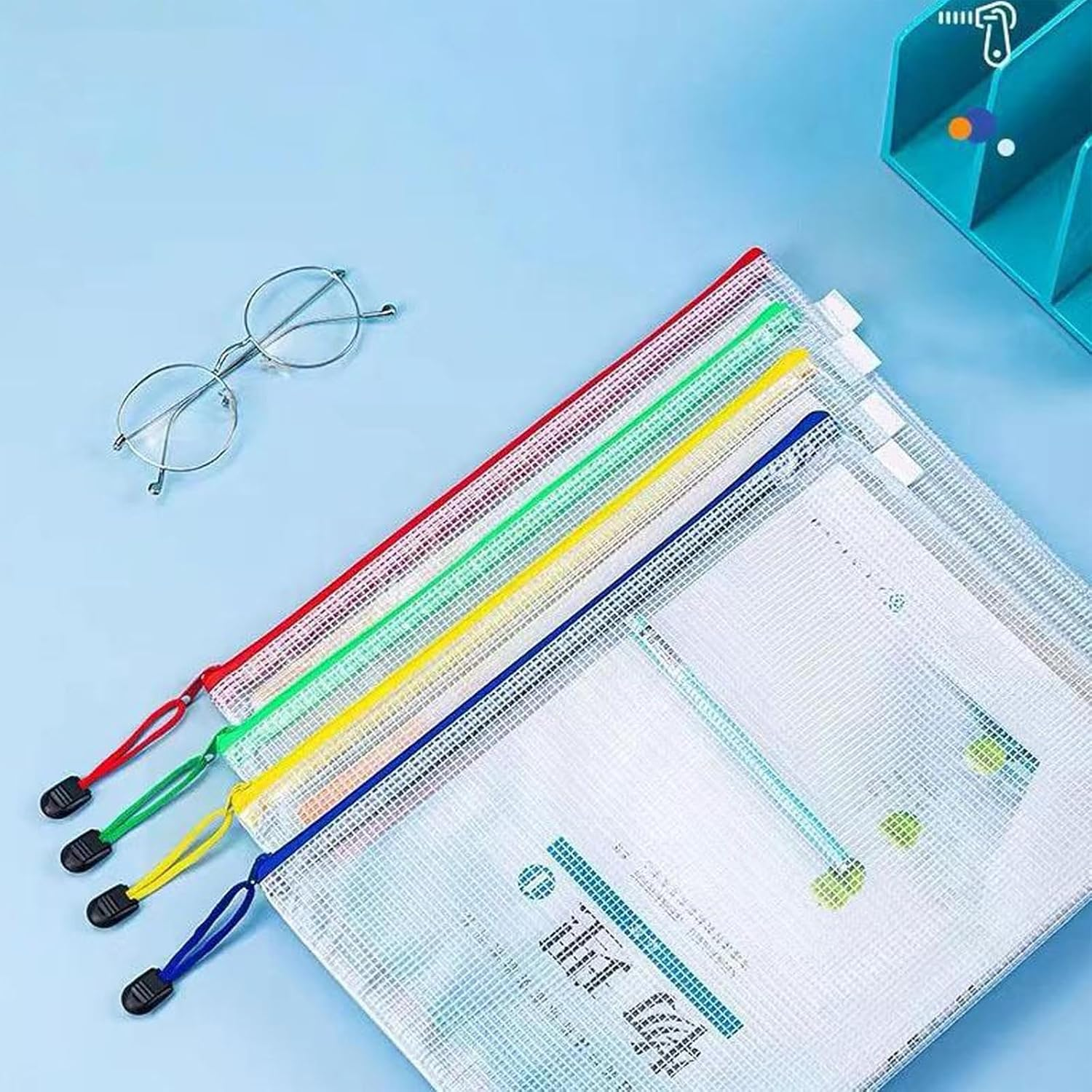 Mesh Zipper Pouch Set of 36 Waterproof PVC File Pockets Thickened Durable Zipper Bags Assorted Colors Perfect for Organizing Office Supplies Documents and Travel Essentials Safe and Eco-Friendly image number 4