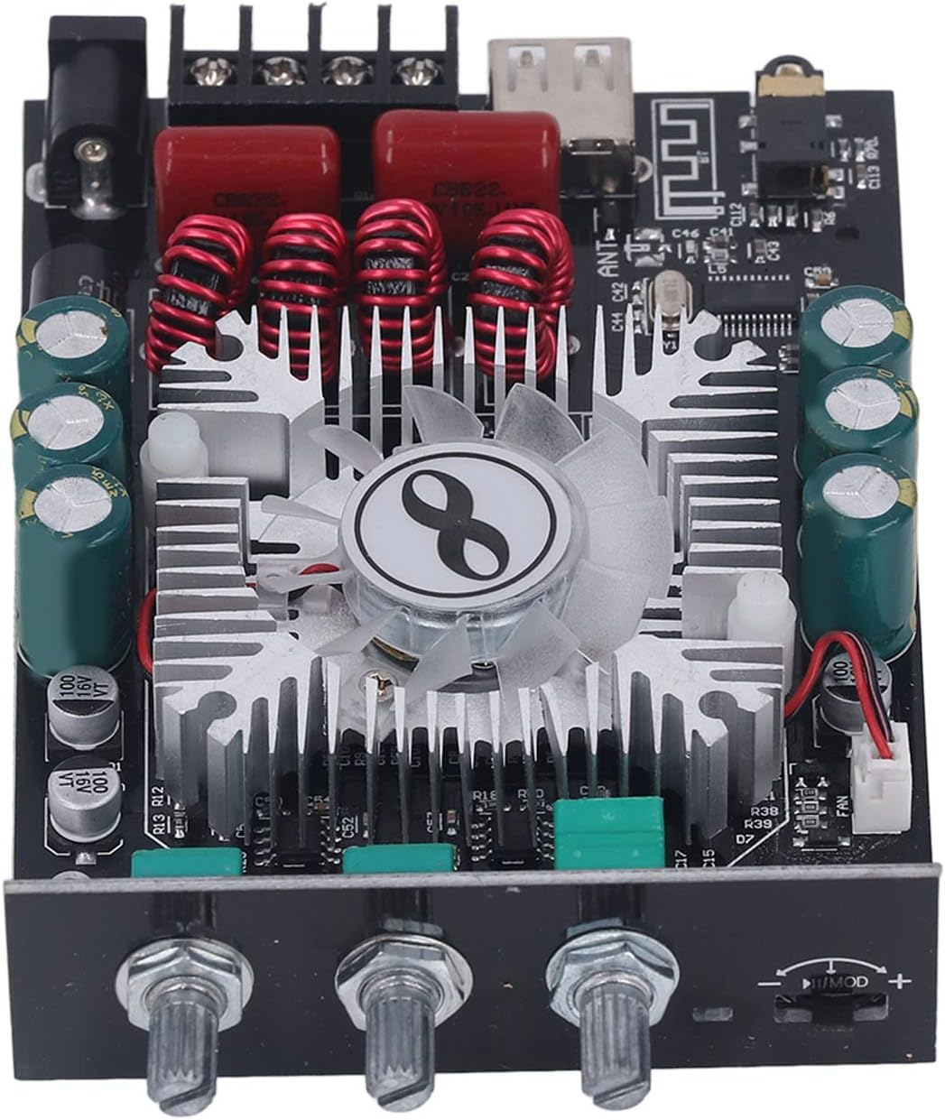 Mini Stereo Audio Preamplifier,Amplifier Board 3.5Mm AUX 3 PIN Input Treble Bass Control Clear Sound Aluminum BT Digital Amplifier Board, for DIY Home Theater Hifi System image number 2