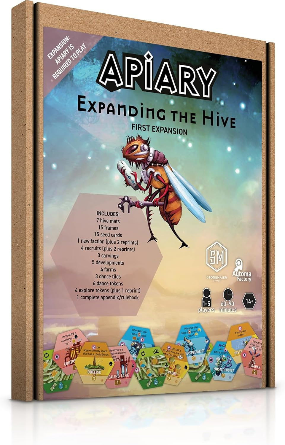 Stonemaier Games: Apiary: Expanding the Hive Expansion | New Unique Frames, Additional Tiles, and More! | Add to Apiary - a Strategy Board Game about Bees in Space | 1-5 Players, 90 Mins, Ages 14+ image number 4