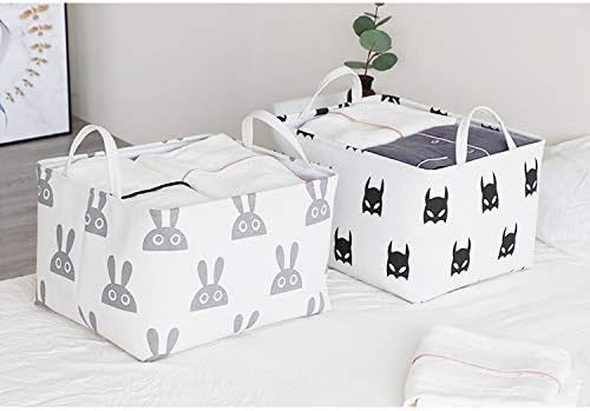 Darmine 3 Pack Multifunctional Linen Cube Storage Box Wardrobe Clothes Organisation Foldable Storage Baskets and Bins for Clothing Sheet Toy Book (Rabbit, 41X33X25.5Cm) image number 4