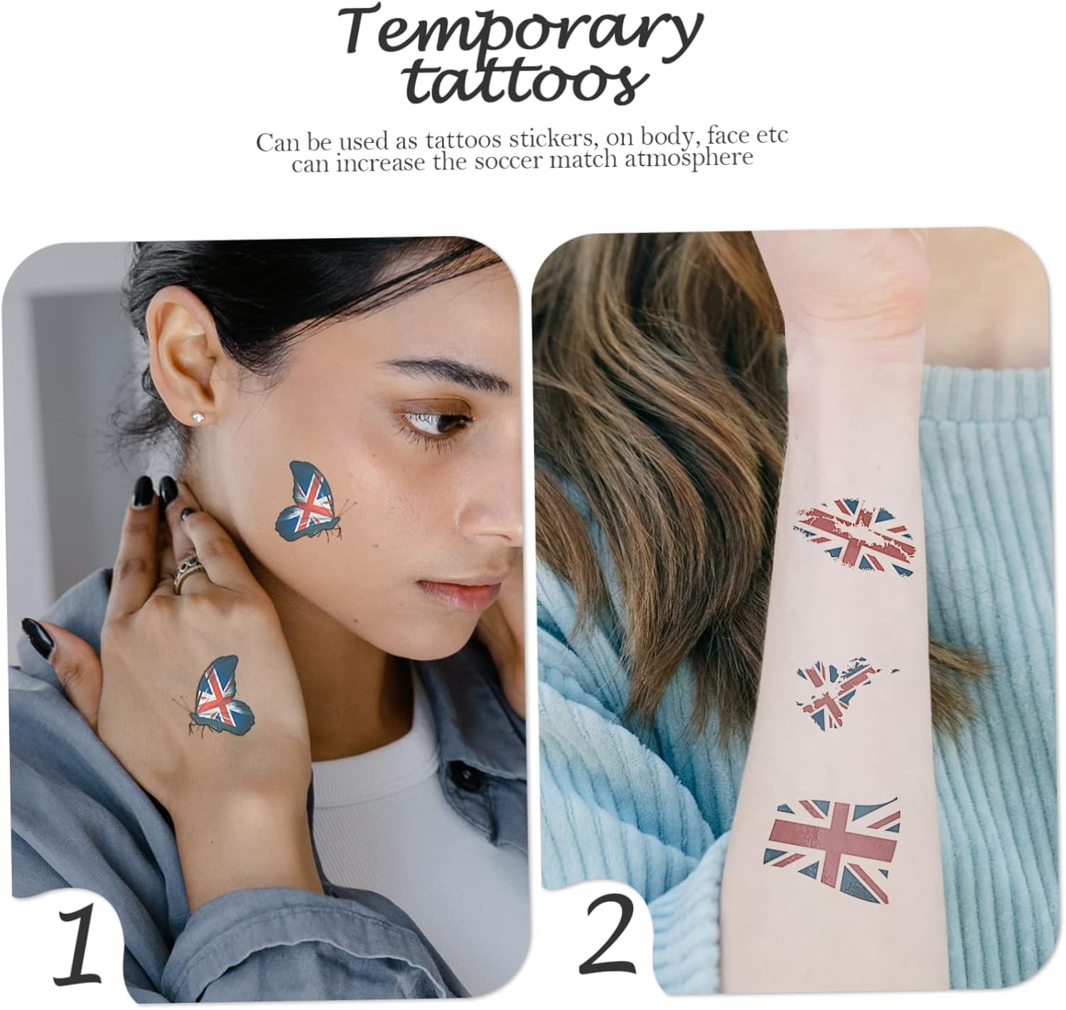 PLAFOPE 5 Sets of National Flag Face Stickers Temporary Tattoo Stickers for Sports Fans Portable and Easy to Apply for Game Day and Celebrations image number 5