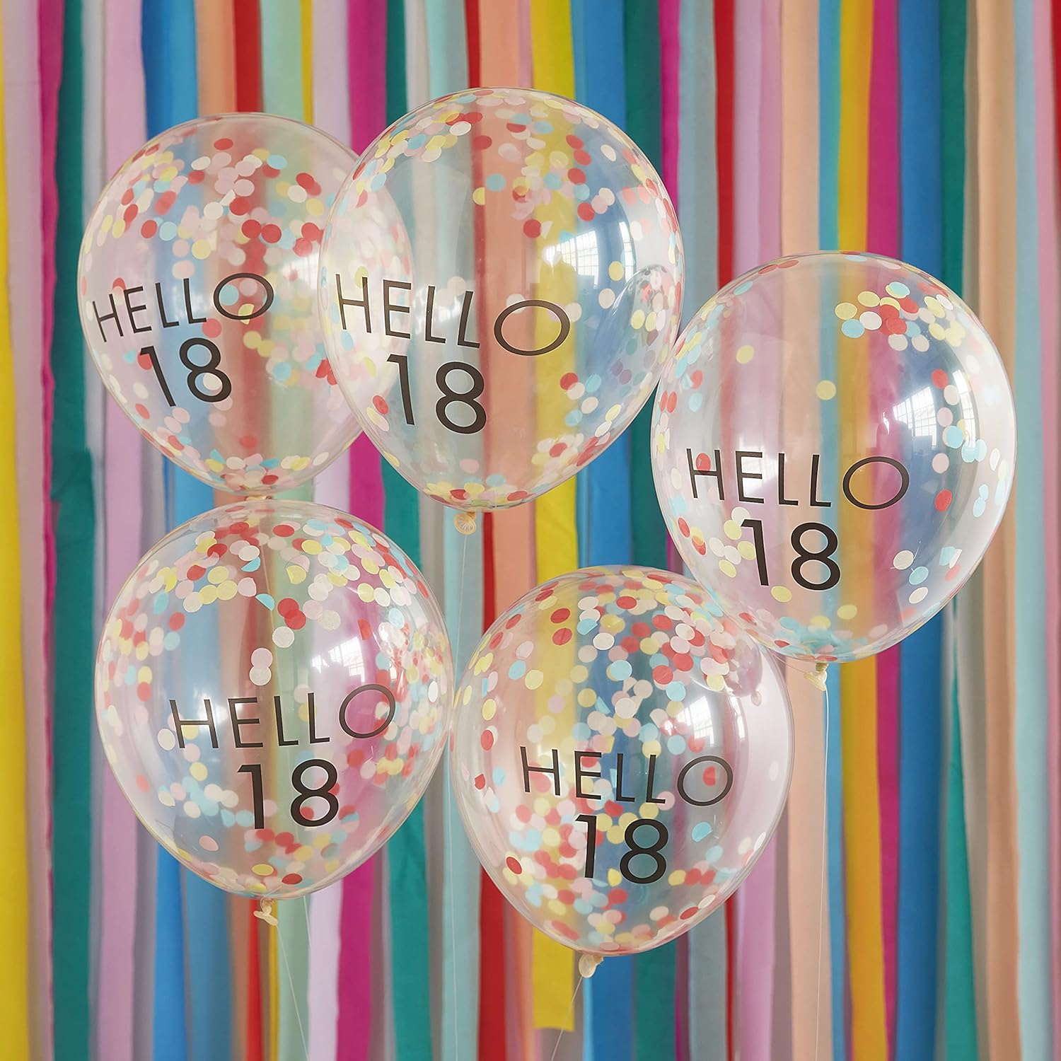 Ginger Ray Mix It up Brights Hello 40 Milestone Birthday Latex Balloons, 30 Cm Size (Pack of 5) image number 2