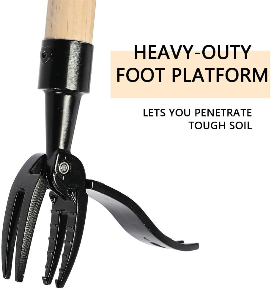 HYAVIA Weed Puller Tool, Stand up Heavy Duty Weed Remover Tool with Long Handle, 4 Claw Steel Head Weeder Tool, Bamboo Garden Hand Weeding Tool, Smoothly Remove Weeds without Kneeling image number 5