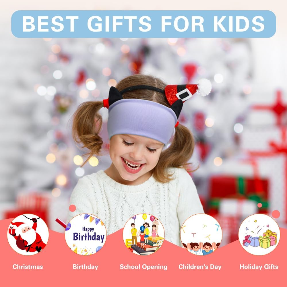 Joythink Kids Bluetooth Headband Headphones Sleep Mask Wireless Earphones Built in Thin Speaker Kids Adjustable Sports Headset Sleep Headband for Girls Boys Toddler Children Baby Airplane Travel Study Purple image number 3