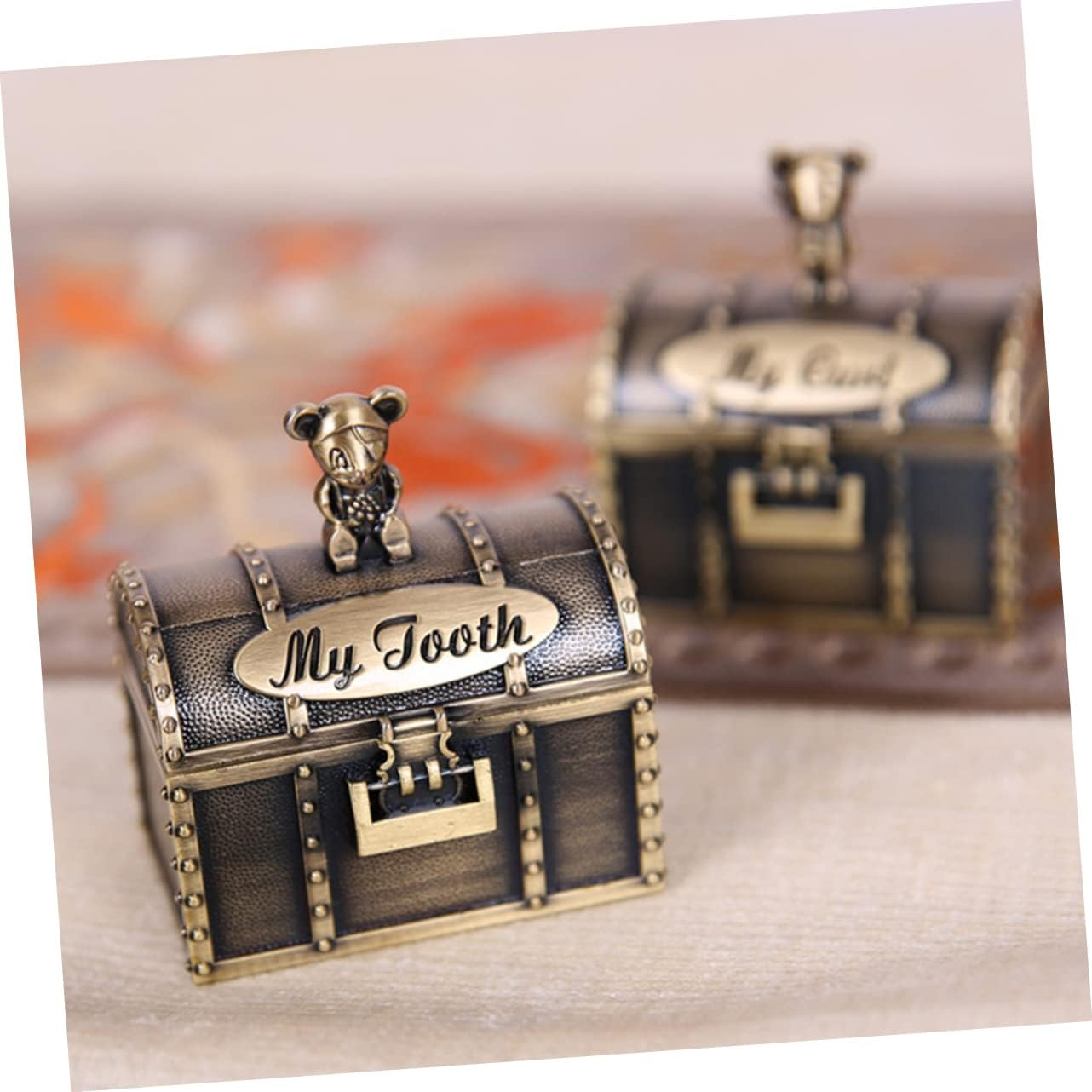 2Pcs Tooth Box Boys and Girls Keepsake Teeth Cases Made of Material for Fetal Hair Storage Box