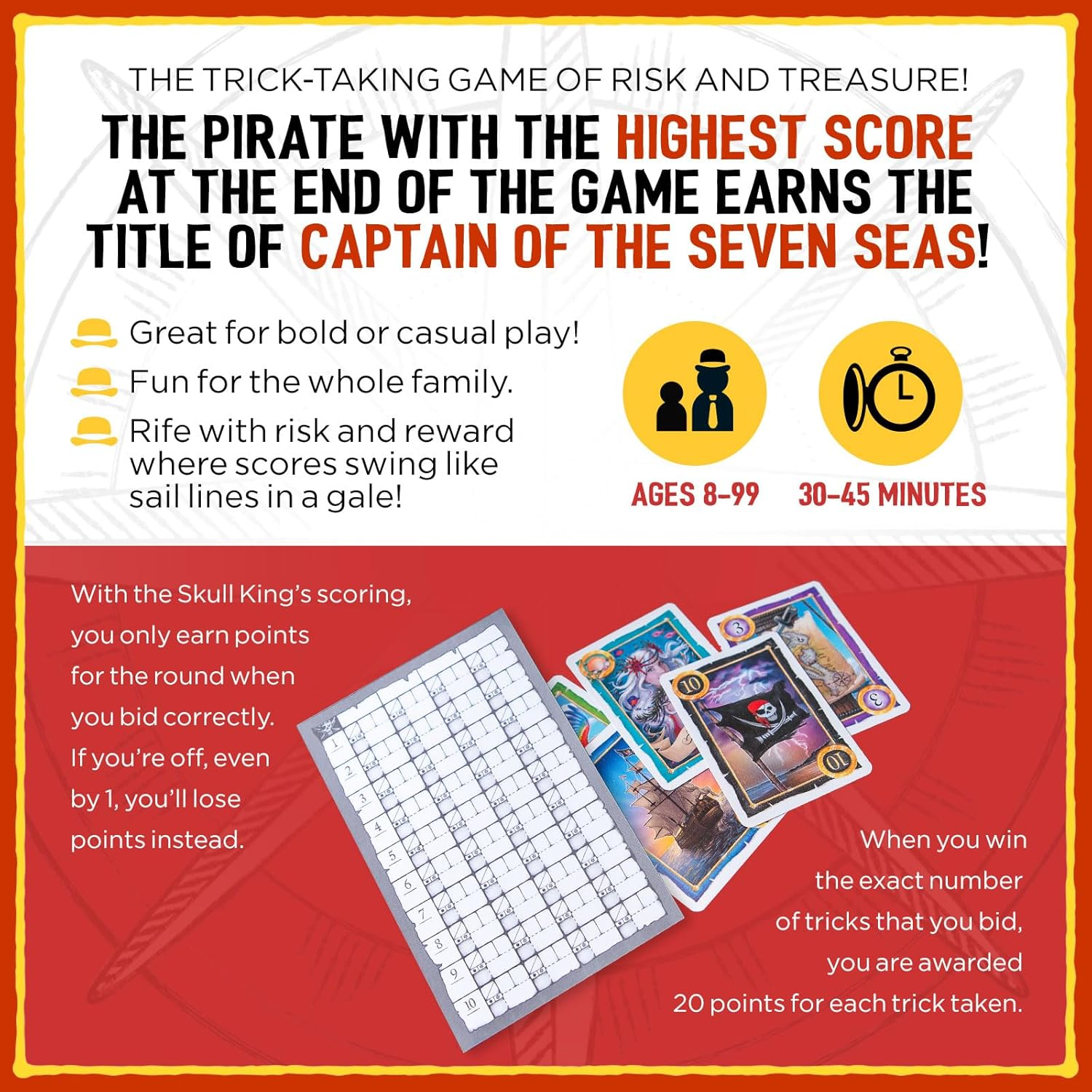 Grandpa Beck'S Games Skull King - the Ultimate Pirate Trick Taking Game | from the Creators of Cover Your Assets | 2-8 Players, Ages 8+ image number 4