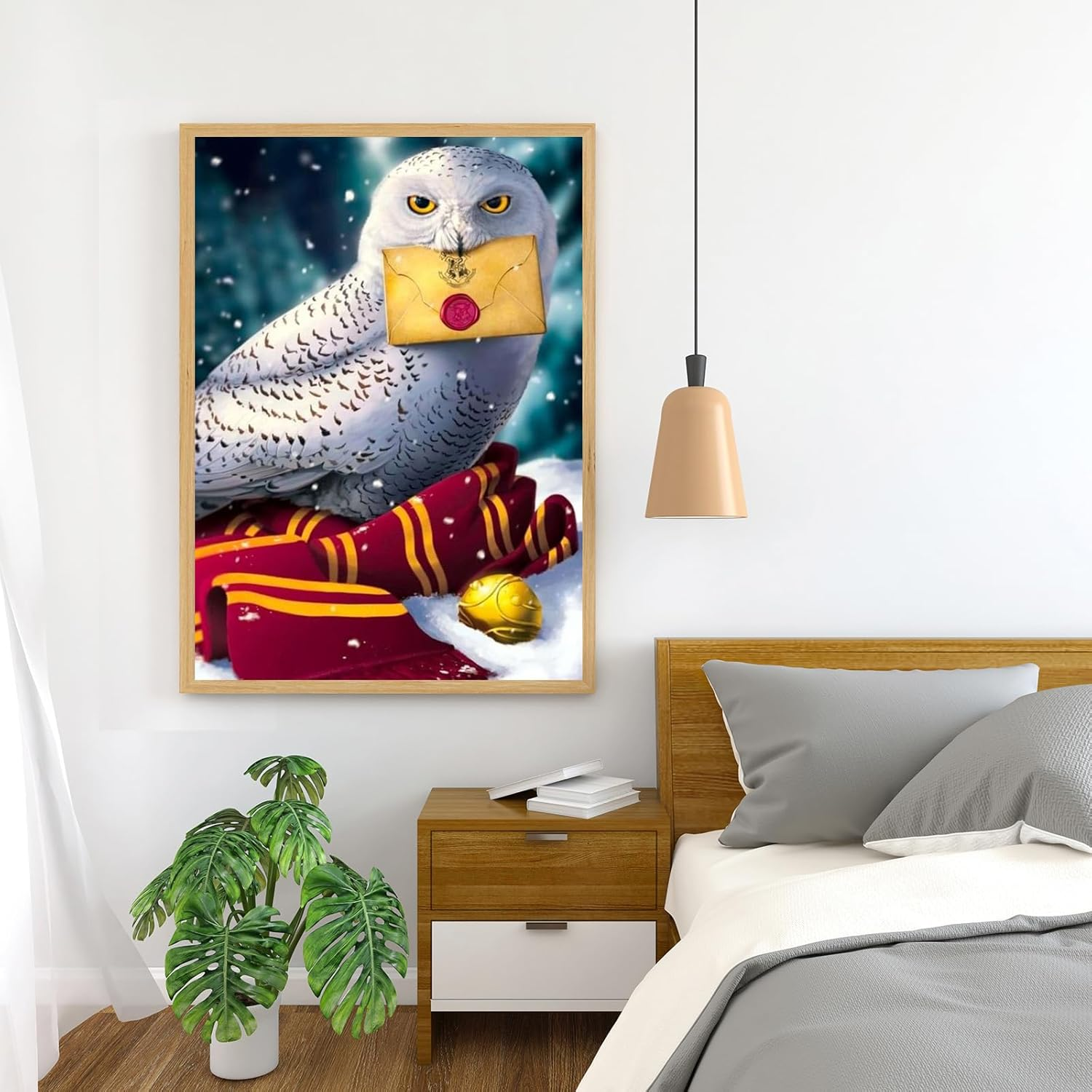 GLXPOG White Owl Diamond Painting Kits for Adults, Harry 5D DIY Diamond Art Kits for Beginners round Full Drill Painting with Diamonds Art Crafts for Home Wall Decor Gift 12X16 in / 30X40Cm