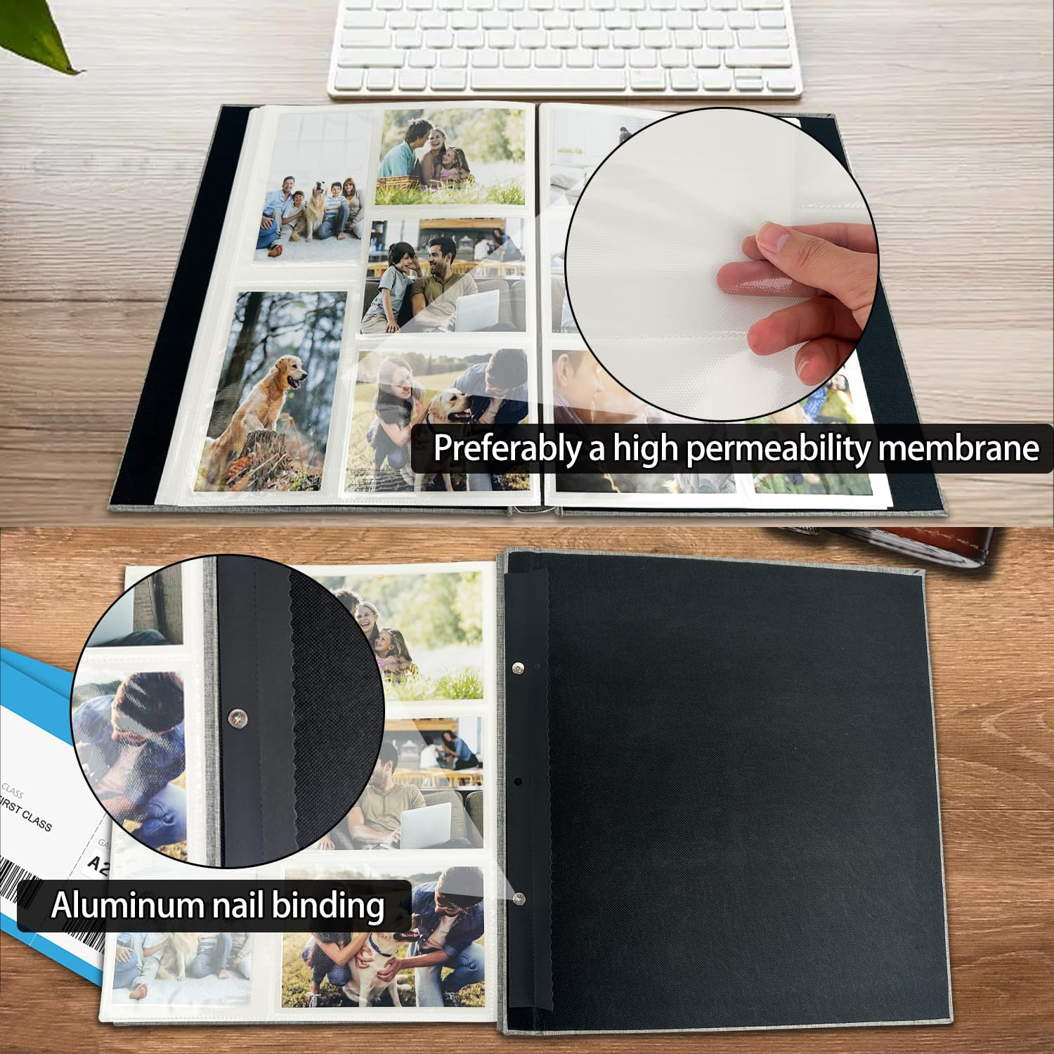 Linen Hardcover Photo Album 4X6 600 Photos Large Capacity for Family Wedding Anniversary Baby Vacation,Gray, 600 Pockets image number 3