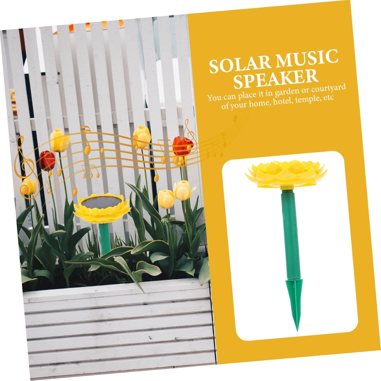 KOCKSHION Solar Powered Outdoor Lotus Speaker Buddhist Lotus Speaker Music Player Solar Powered for Garden Decoration image number 2