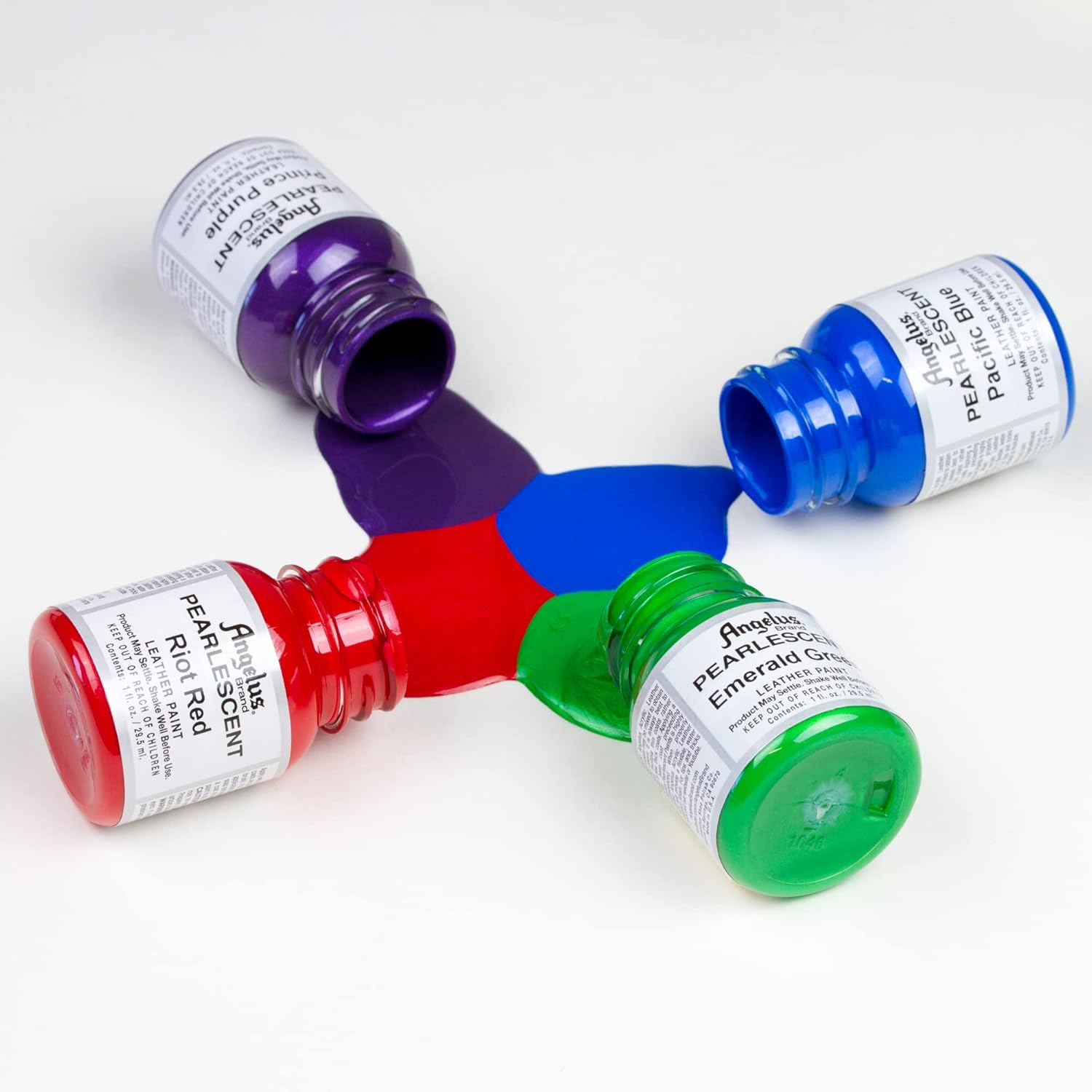 Angelus Acrylic Leather Paint Kit Metallic & Pearlescent 12 Pack Set image number 4