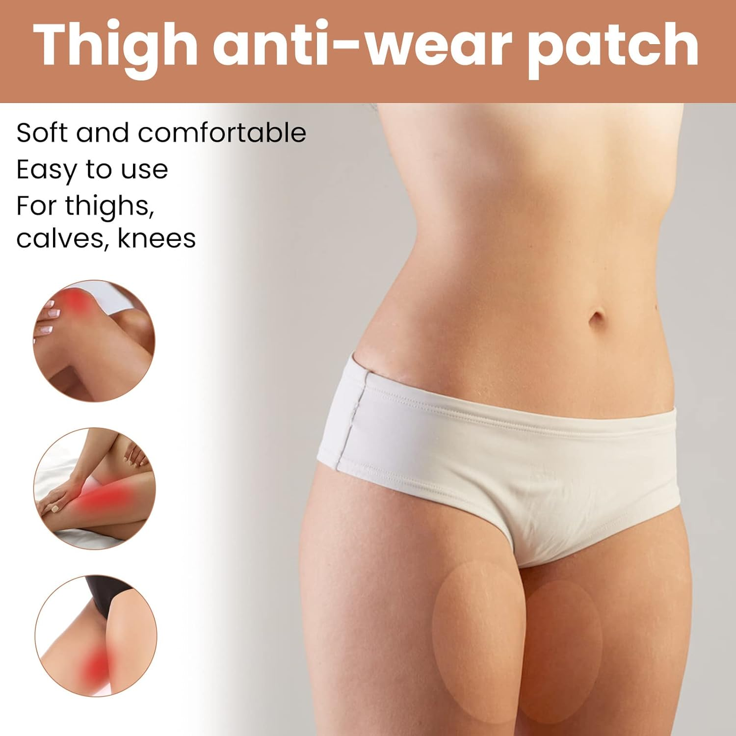 Anti Chafing Friction Pads,For Women Men Inner Thighs Chafe Rubbing Protection Breathable Skin Tape (Curry-12Pcs)&hellip; image number 2