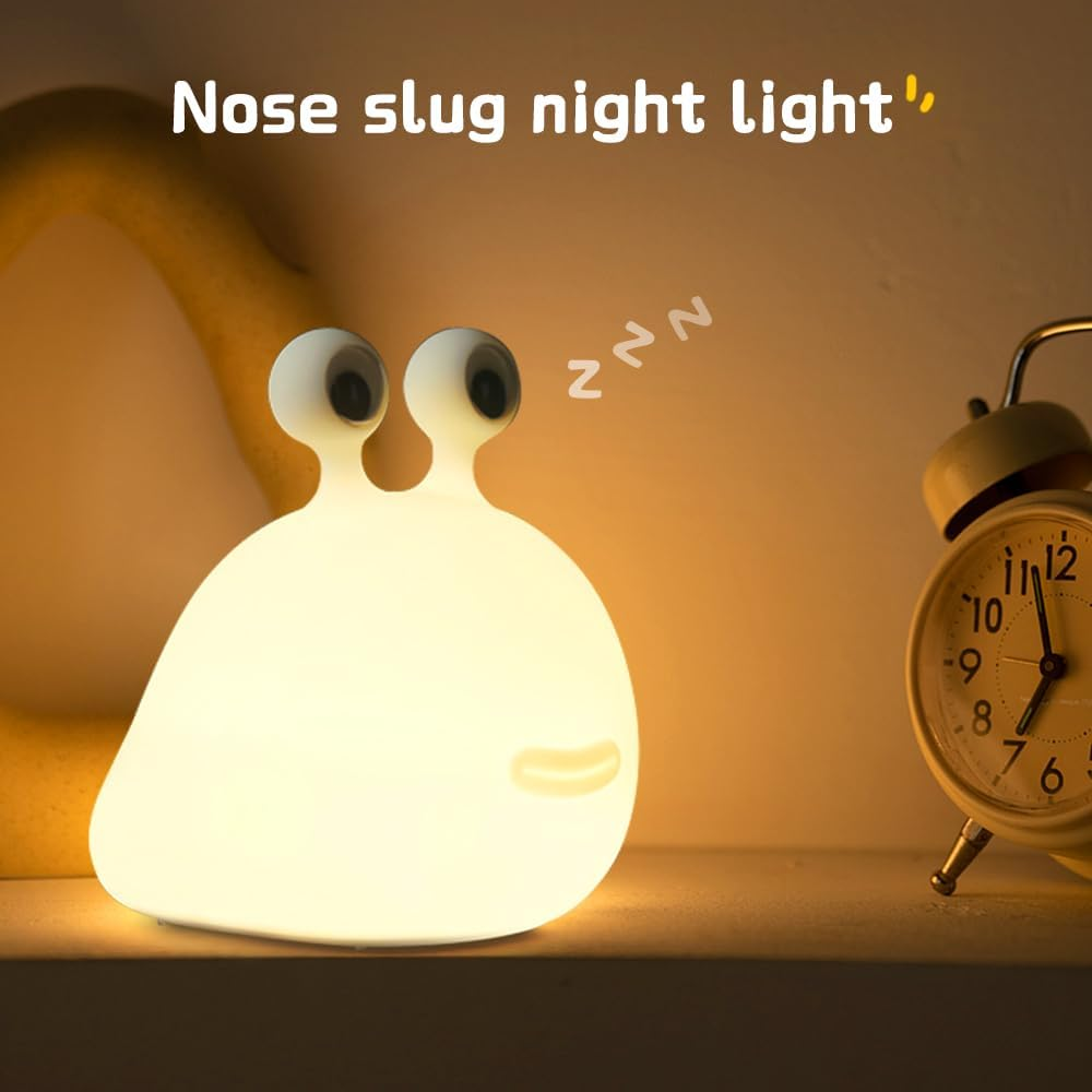 Crtivetoys Cute Slug Night Light for Kids, LED Portable Animal Lamps Touch Control&Timer and Dimmable for Nursery, Portable Rechargeable Silicone Night Light for Kids Birthday Xmas Gift, White image number 5