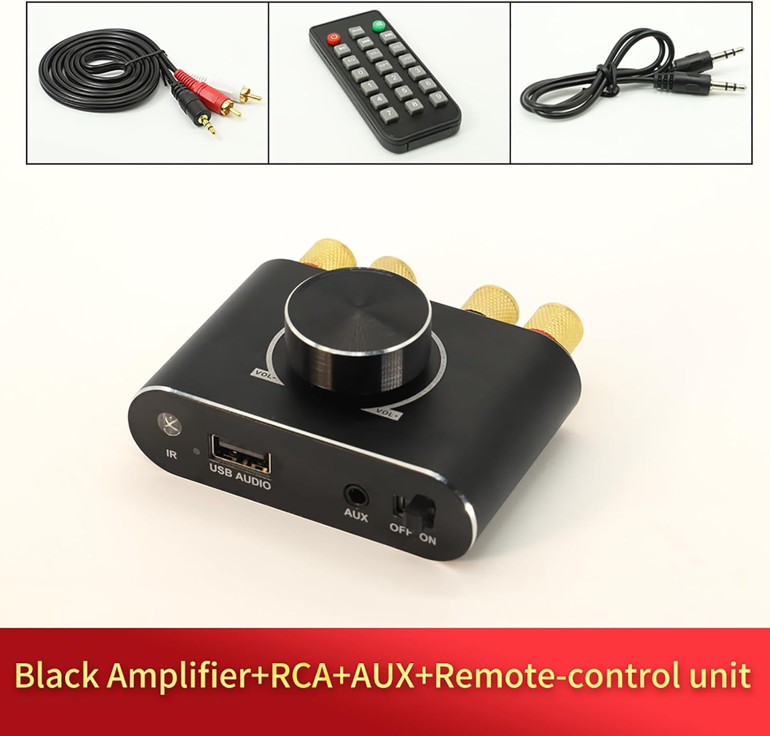 BT Audio Amplifier Premium Aluminum Alloy Oxidation Process Knob Control for Home Entertainment Black (Black) image number 3