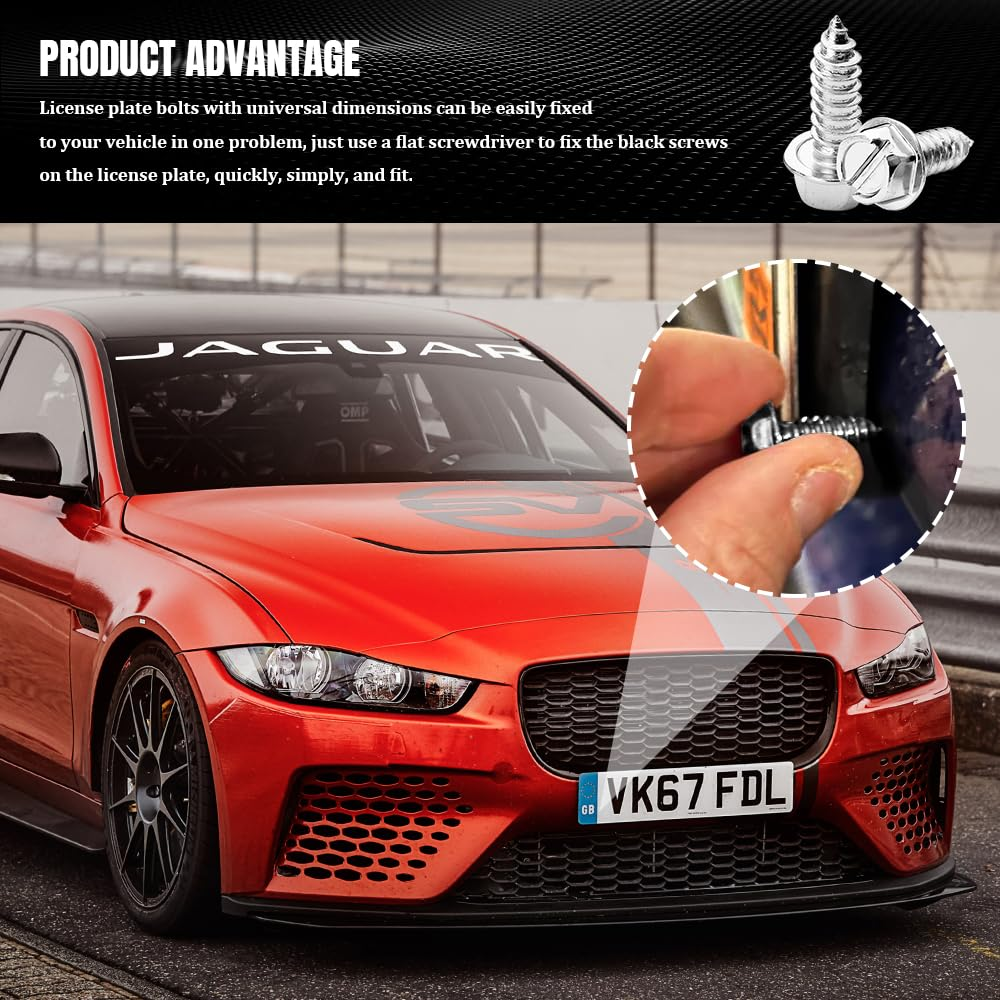 Deemars 8PCS License Plate Screws, License Plate Fasteners, Rust-Proof & Anti-Rattle License Plates Bolts, Automotive Accessories Licenses Plate Stainless Steel Bolts Set for Vehicles (Silver-8Pcs) - Black-4Pcs image number 4