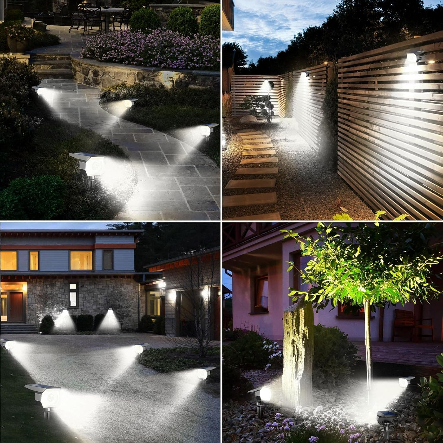 [4PK] Litogo Solar Spot Lights Outdoor, Solar Spotlights Outdoor Waterproof 2-In-1 Auto On/Off Solar Landscape Lighting for outside Yard Wall Garden Pathway image number 1