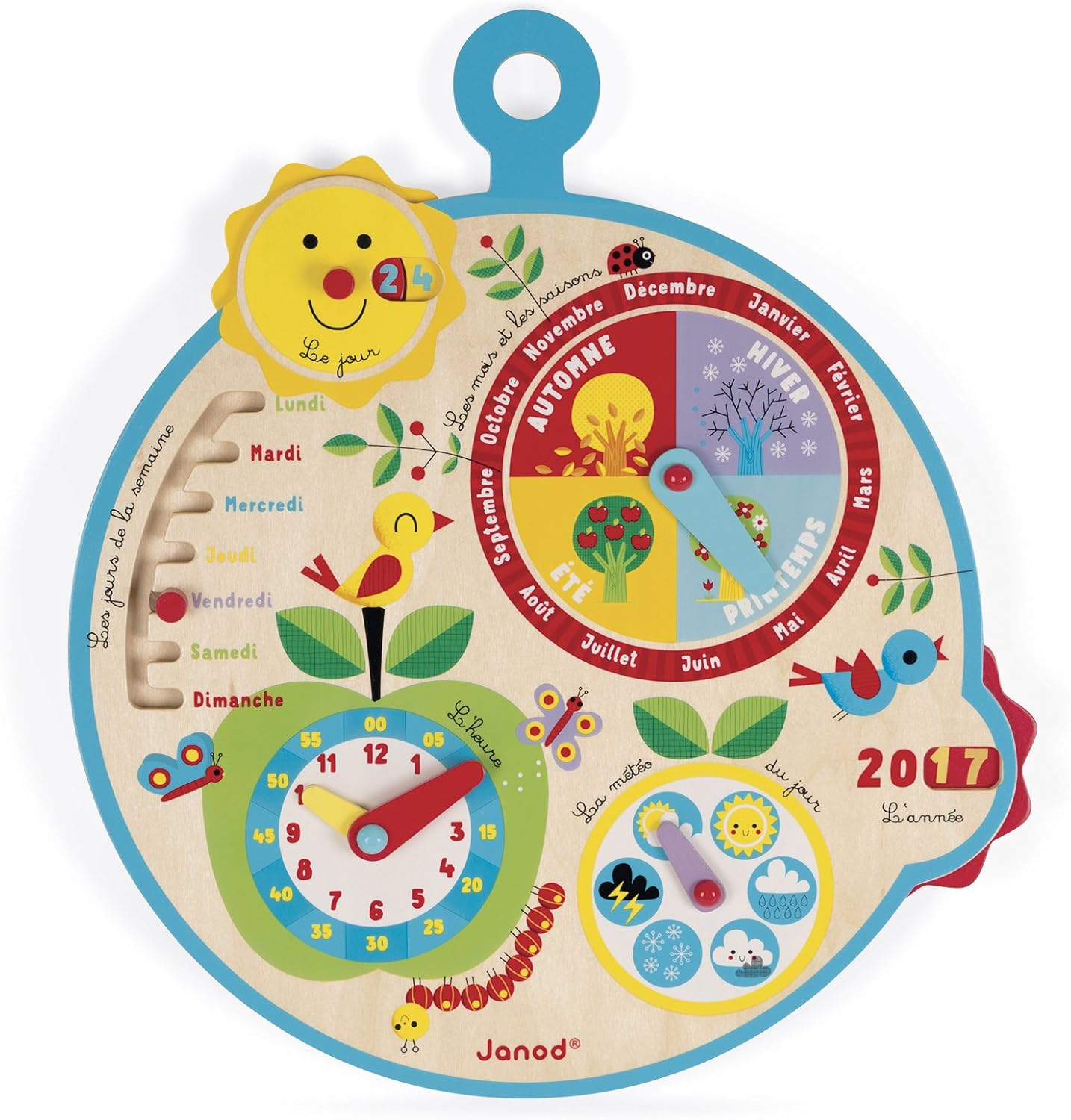Janod Zeitrad Wooden Learning Calendar for Children'S Educational Play Wooden Toy from FSC from 3 Years J09624, Multi-Coloured image number 3