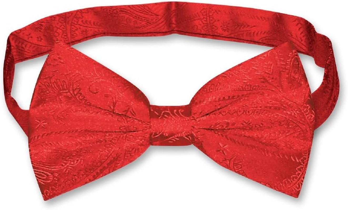 Vesuvio Napoli BOWTIE Red Paisley Color Men'S Bow Tie Suit Accessories for Tuxedo or Suit