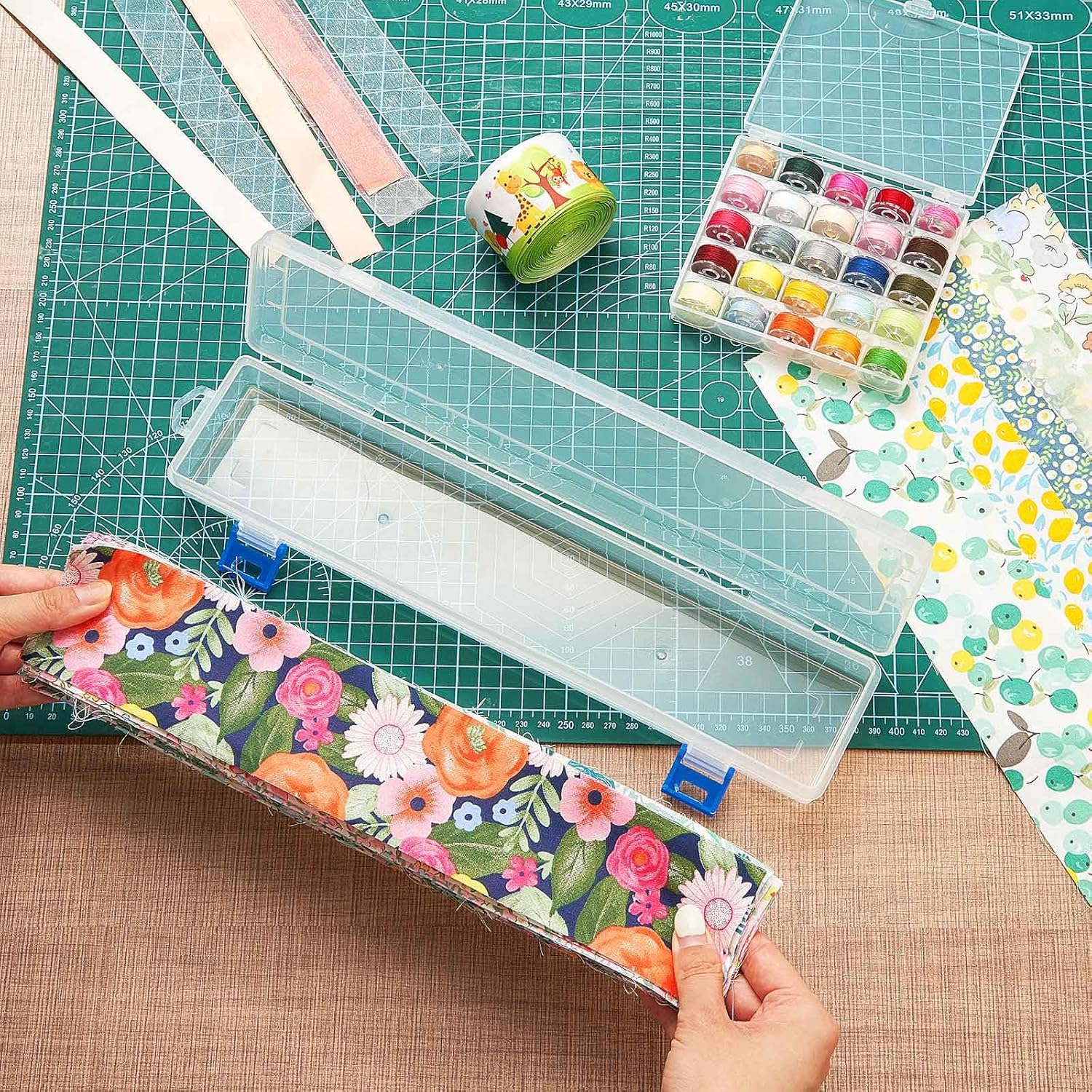 Tioncy 4 Pcs Fabric Strip Case Jelly Cotton Fabric Patchwork Roll Storage Case Bulletin Board Border Bolt Storage Sewing Cloth Organizer for 2.5 Inch Cloth Strips Arts Crafts Organizer(Medium) - Large image number 4