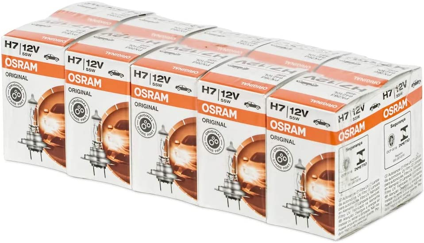 10X OSRAM Headlight Bulbs H7, Longlife, 12V, 55W, 64210L, Set of 10