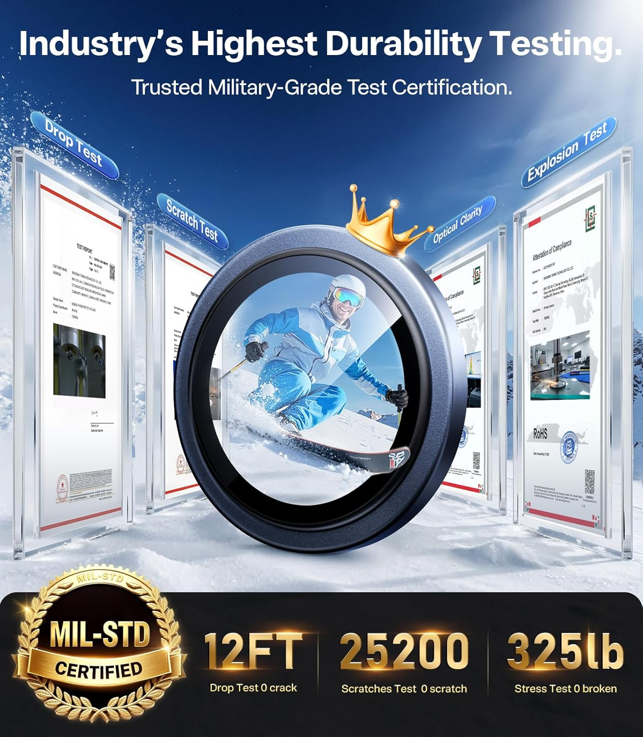 TORRAS 3-Year Ultimate Durability 9H+ Glass for Iphone 17 Pro Max/17 Pro Camera Lens Protector [1:1 Invisible Fit & Ultra Clarity] Camera Protector Tempered Glass, Blue Titanium image number 3