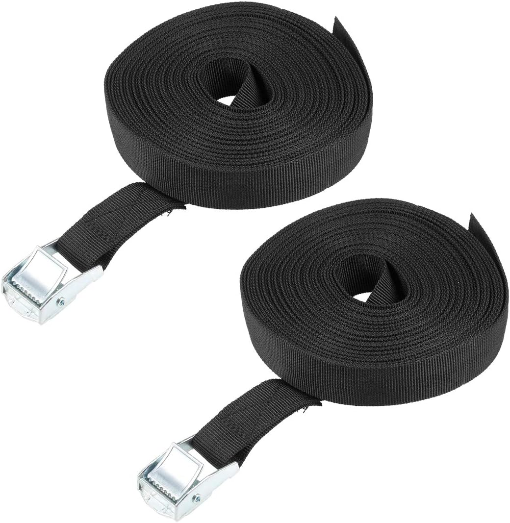 Tie down Straps 2 Pcs Lashing Strap 2.5Cm X 3M Adjustable Heavy Duty Cam Buckle Cinch Straps for Cargo, Trucks, Luggage, Trailer, Motorcycle (Black) image number 1