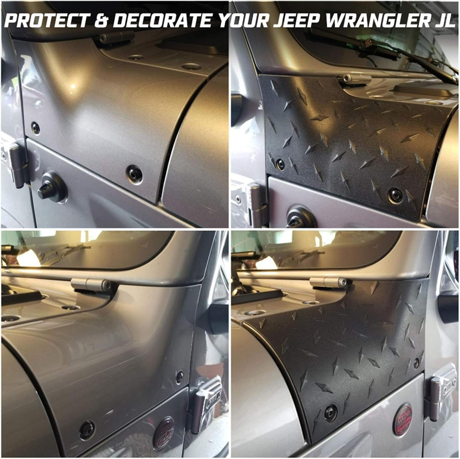 KIWI MASTER Cowl Body Armor Outer Cowl Covers JL Corner Guards for 2018 2019 Jeep Wrangler JL Gladiator Sahara Sport Rubicon, JL Exterior Accessories Parts, Black image number 1