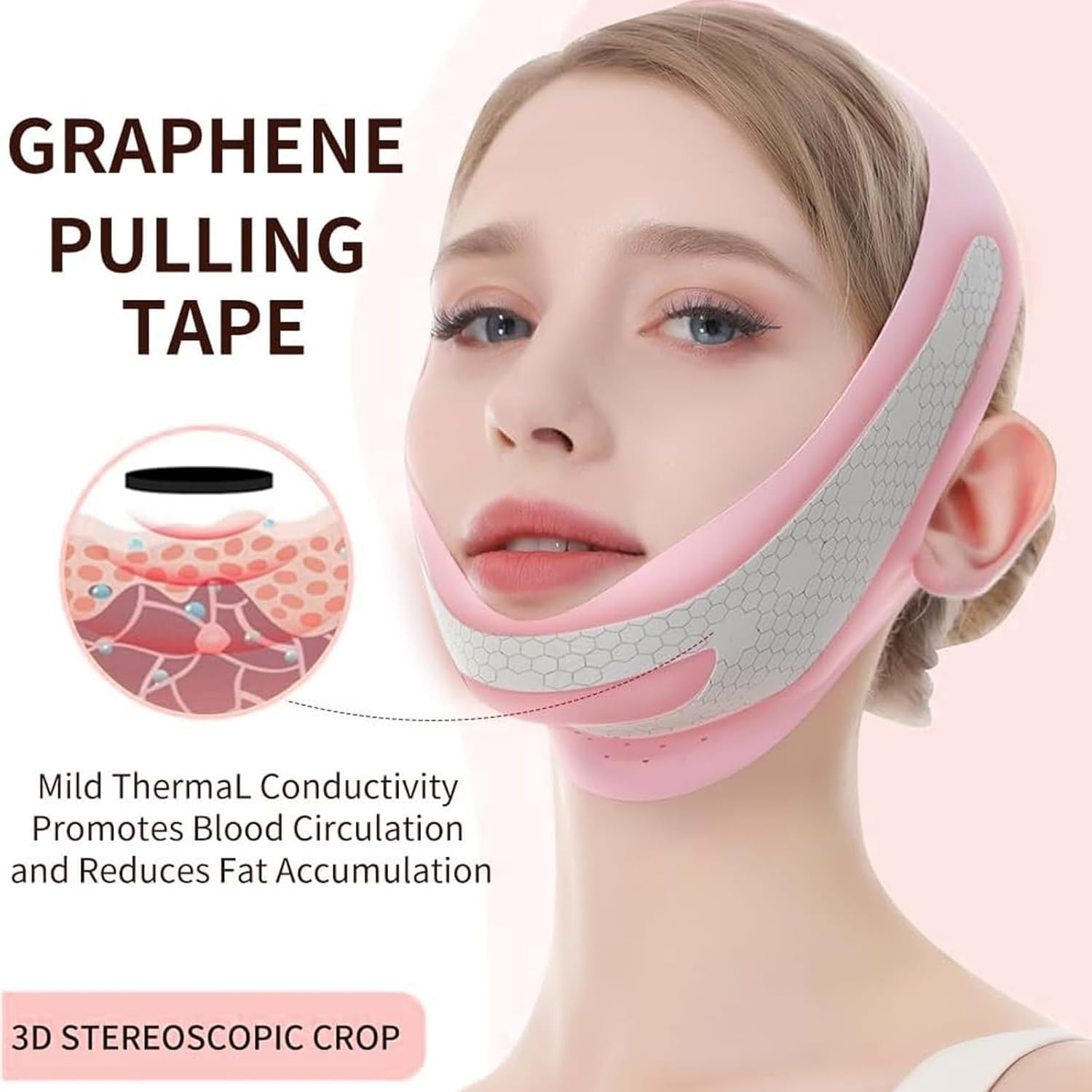 V Line Lifting Mask, V-Line Mask, Face Lift Tape, Reusable Chin Strap for Sleeping, Face Toning Belts, Double Chin and Sagging Shape and Tighten Face, Shaped Face Mask for Sagging (Pink) - Pink image number 6