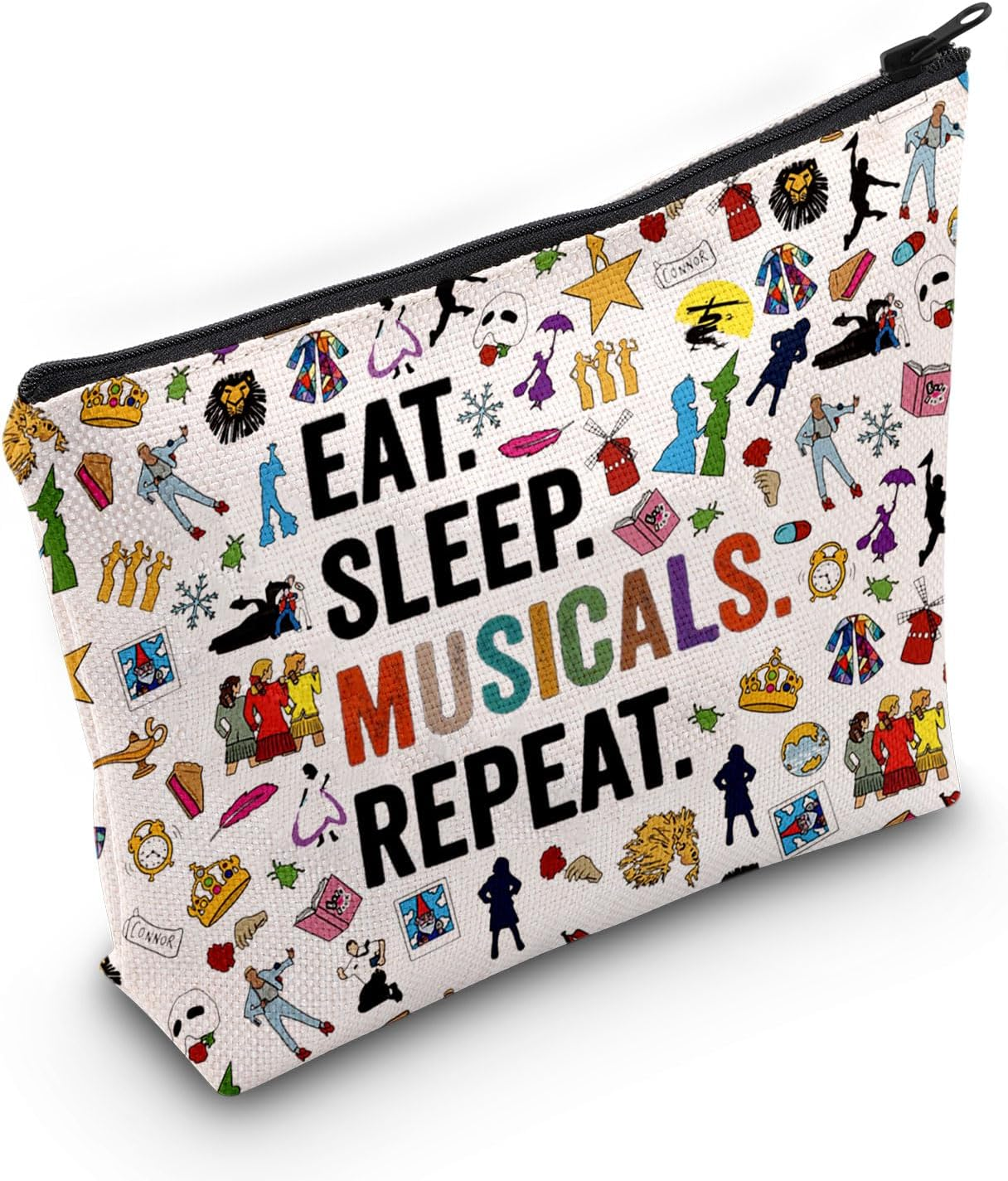 POFULL Musical Acting Gift Musical Theatre Gift Eat Sleep Musicals Cosmetic Bag, Eat Sleep Musicals Cosmetic Bag image number 1