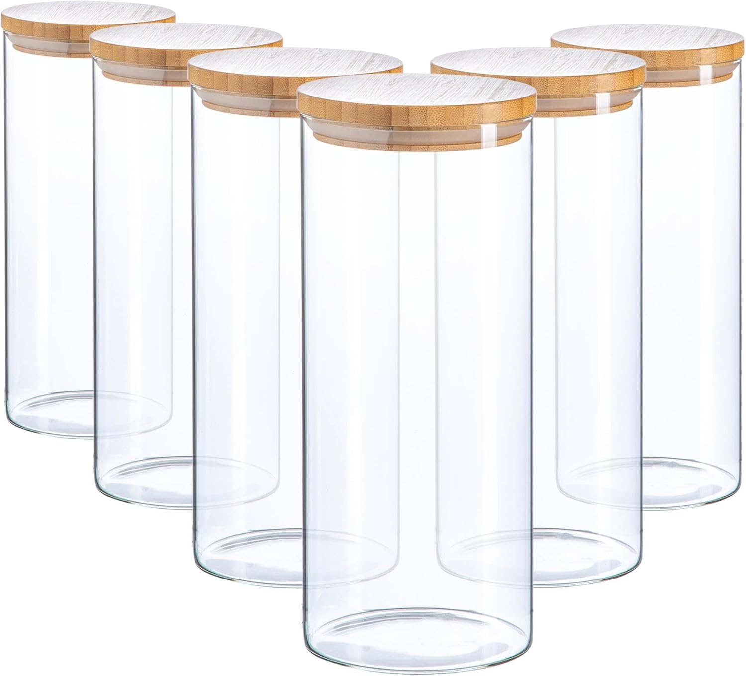 Argon Tableware Scandi Storage Jars with Wooden Lids - 1500Ml - 6 Pack - Modern round Organisation Container Glass Jar for Kitchens, Pantry, Bathrooms, Utility Rooms image number 6