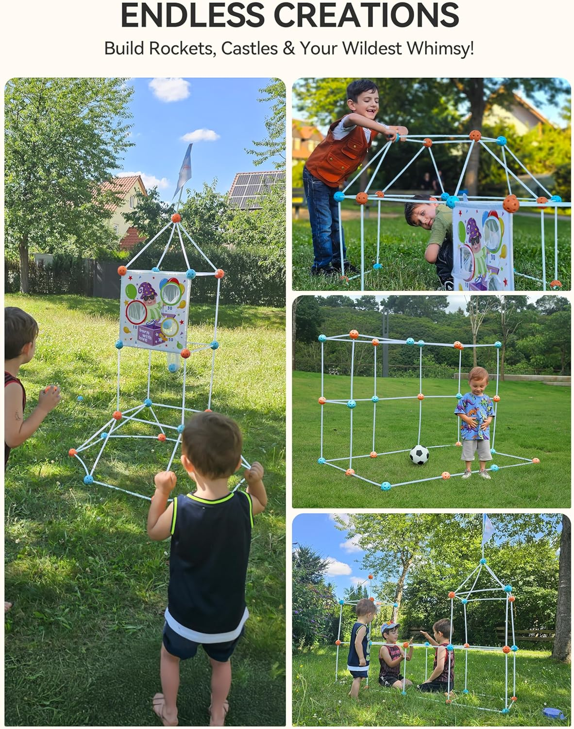 Besrey Kids Fort Building Kit Den Building Kit 133 Pcs with Toss Game - Creative Fort Glow in Dark, Outdoor Play Playground Equipment, DIY Construction STEM Toys for Kids Game image number 4