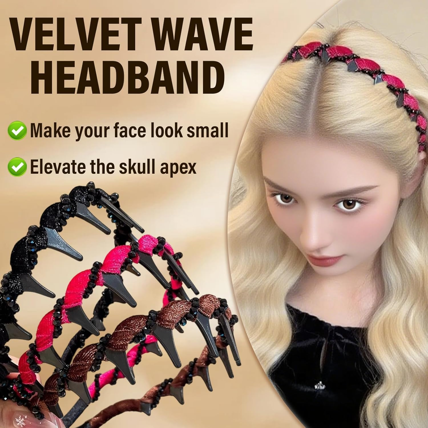 Celblisora 3-Pack Vintage Faux Pearl Skull Headband, Elegant Pearl Headbands, Teeth Headband for Women and Girls image number 6