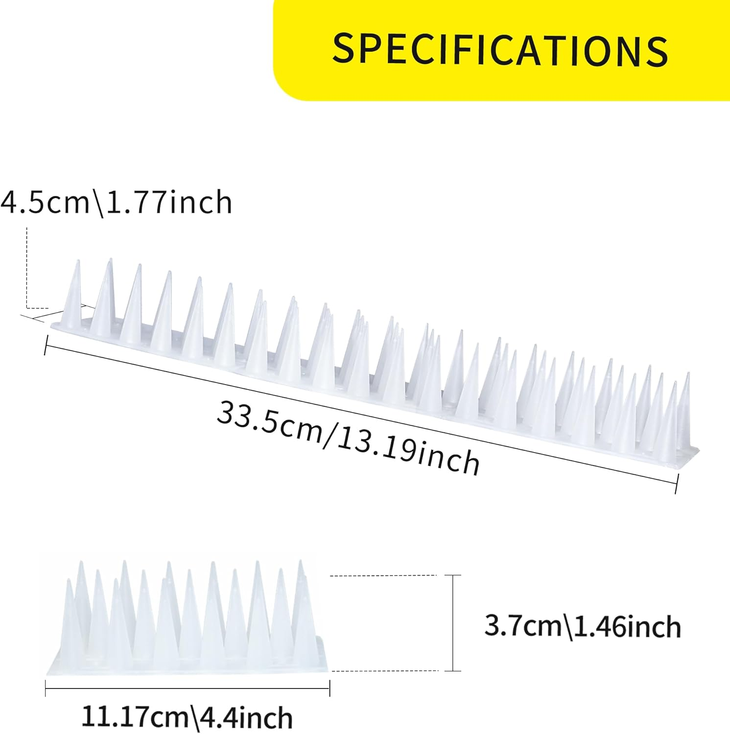 KOKMEYA Bird Spikes, 6.5FT Outdoor Bird Deterrent Spikes Device for Birds Pigeon Woodpecker Squirrel Raccoon Cat, Plastic Bird Deterrent for Outside, Patio, Roof, Sill, Fascia (Clear, 6Pcs) image number 3