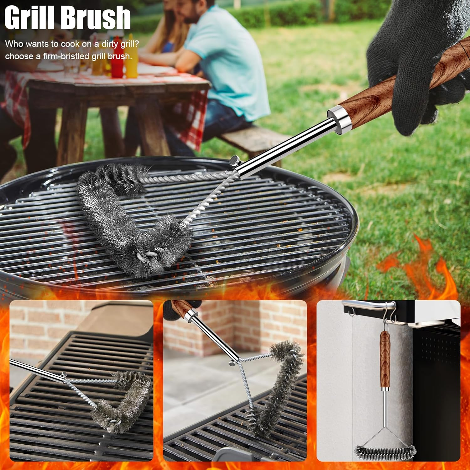 31Pcs BBQ Grill Accessories Set for Men Dad, Heavy Duty Grilling Tools Gifts for Fathers Day, Stainless Steel BBQ Utensils Kit with Mats, Grill Brush in Carrying Bag Brown image number 6