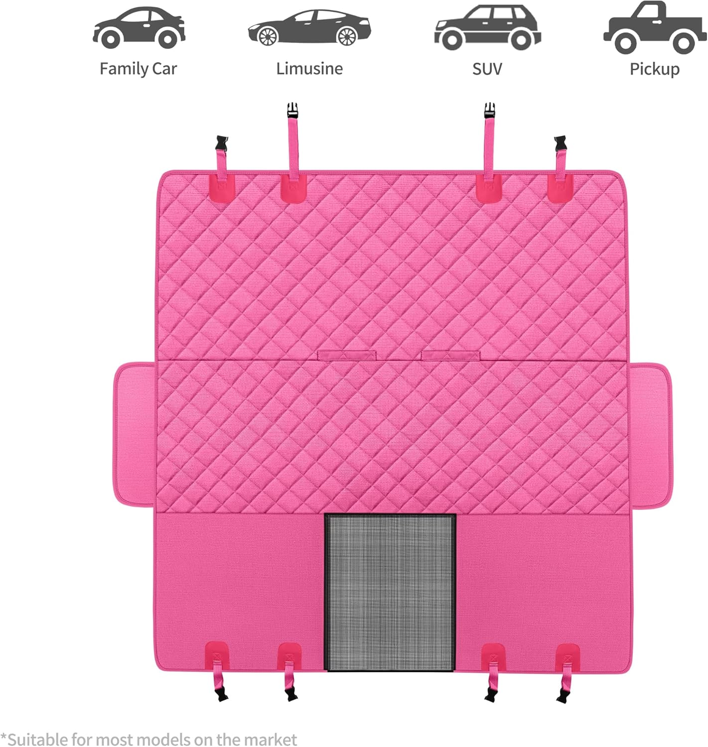 GXT Dog Back Seat Cover Protector for Cars SUV and Trucks with Mesh Window, Scratchproof Nonslip and Waterproof Material(Pink) image number 1
