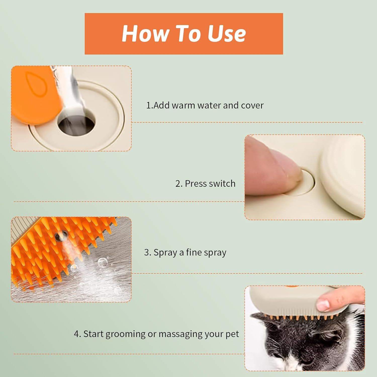 Cat Brush with Steam, Versatile Steam Brush Cat, Beauty Massage Steam Brush Dog, Spraying 3-In-1 Water Cat Brush, Pet Spray Massage Comb for Massage and Care (Latin Coffee Colour)