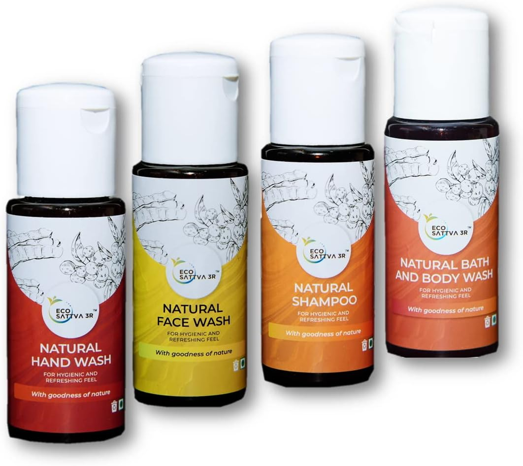Ecosattva 3R Bathroom Essential Combo Natural Bath and Body Wash, Natural Face Wash, Natural Hand Wash and Natural Shampoo (50Ml Each) image number 6