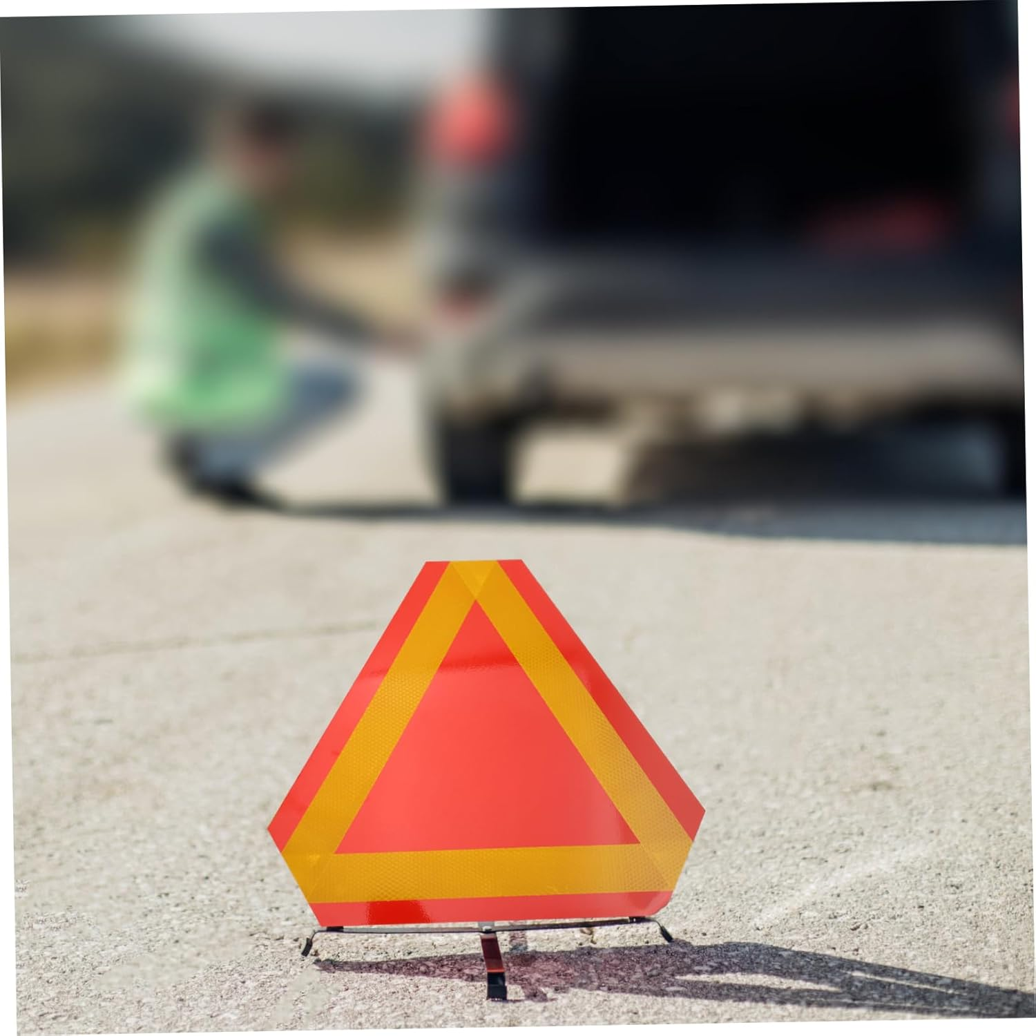 Ciieeo 2Pcs Triangle Reflectors for Car, Aluminum Slow Moving Vehicle Warning Sign, Reflective Vehicle Triangle Warning Plate for Road Safety image number 5