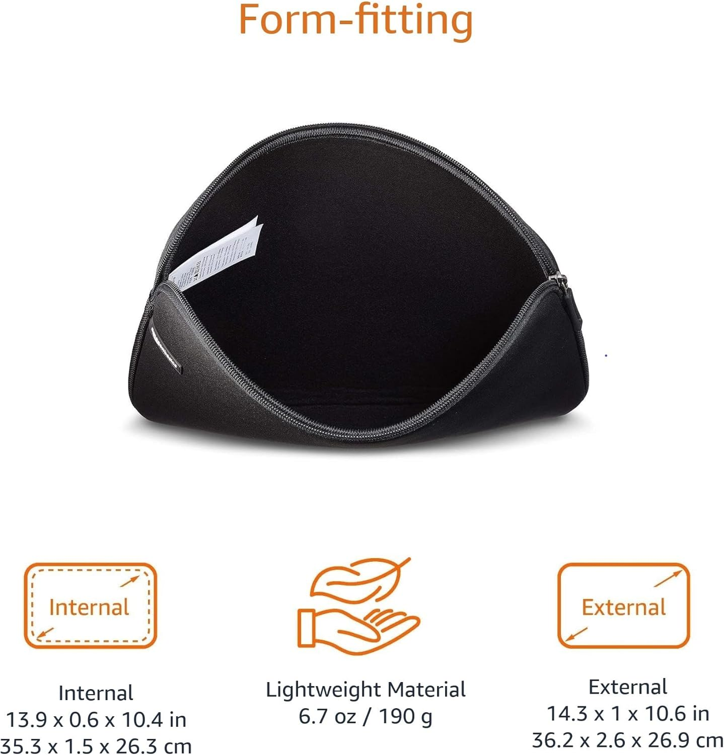 Amazon Basics 14-Inch Laptop Sleeve, Protective Case with Zipper - Black image number 4